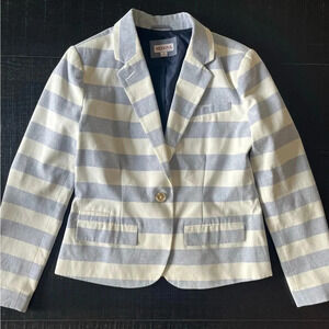 Merona Blazer Jacket Striped Blue White Coastal Size 12